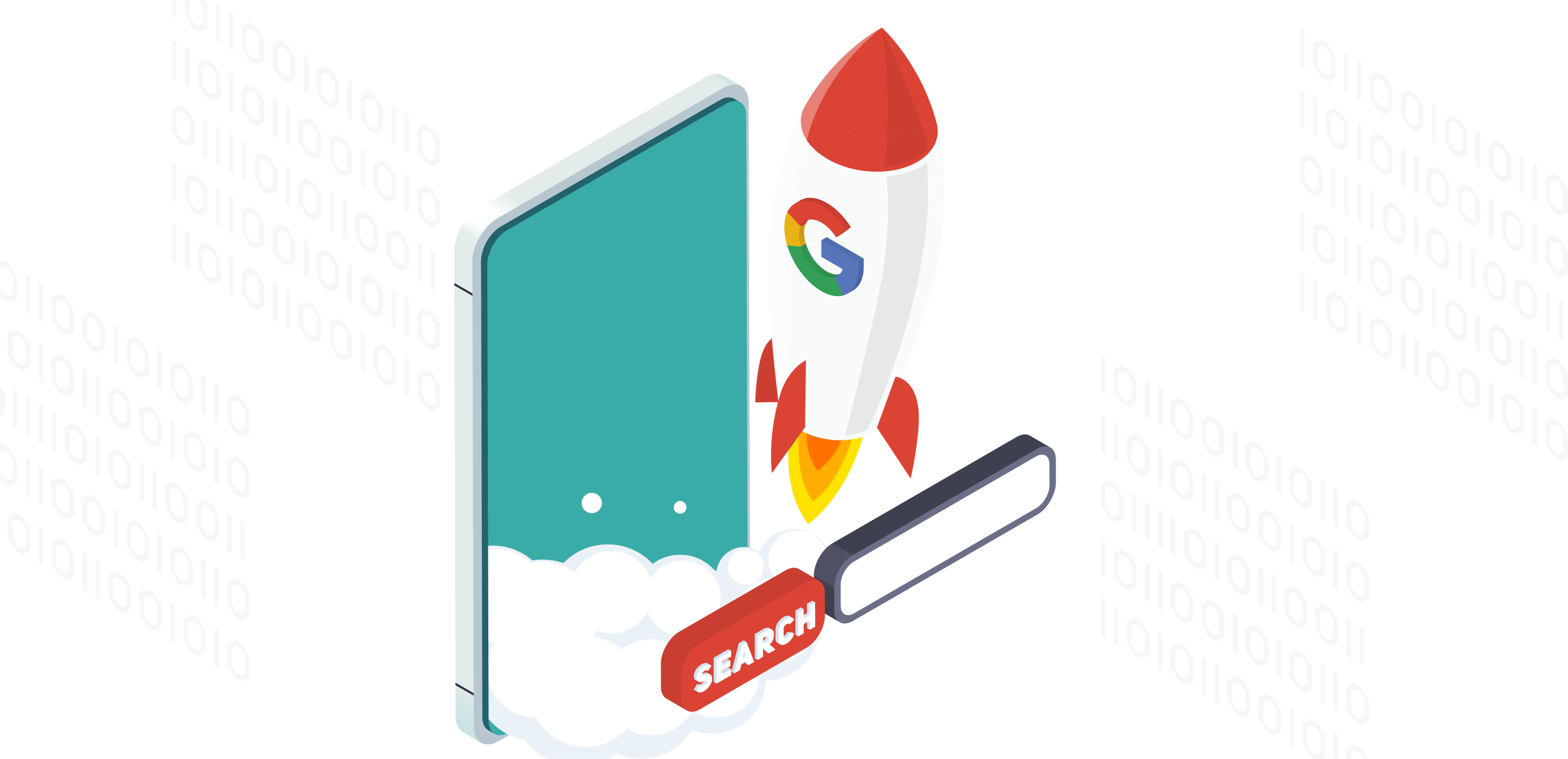 Rocket with google logo - graphics
